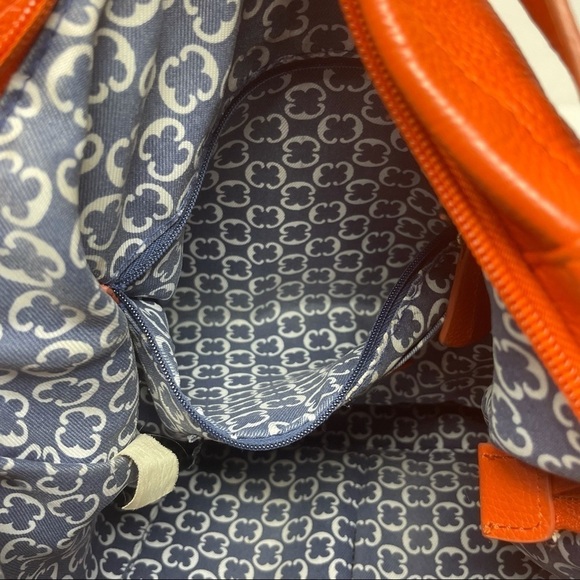 Emma Fox Leather Shoulder Bag – Orange with Blue/White Lining - Picture 10 of 13
